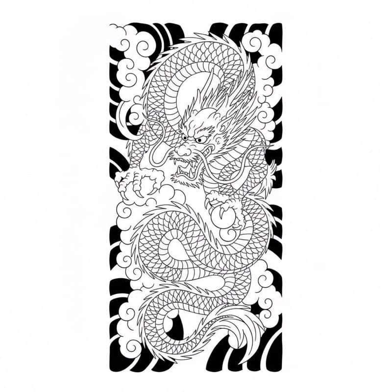 Blackwork dragon tattoo direction