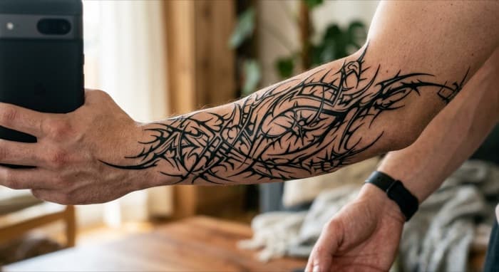 AI-generated tattoo on skin