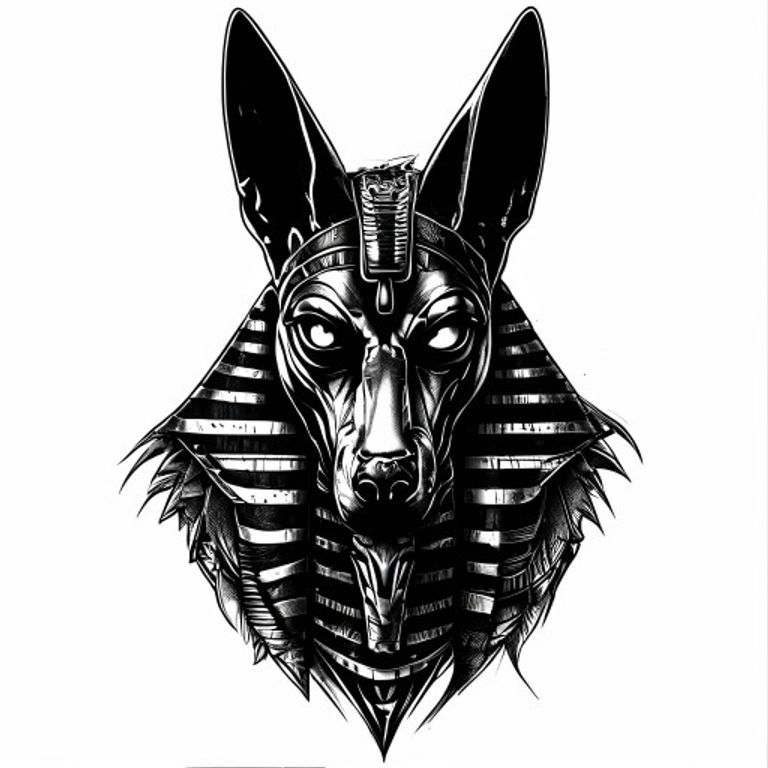 Anubis tattoo design — bold blackwork style