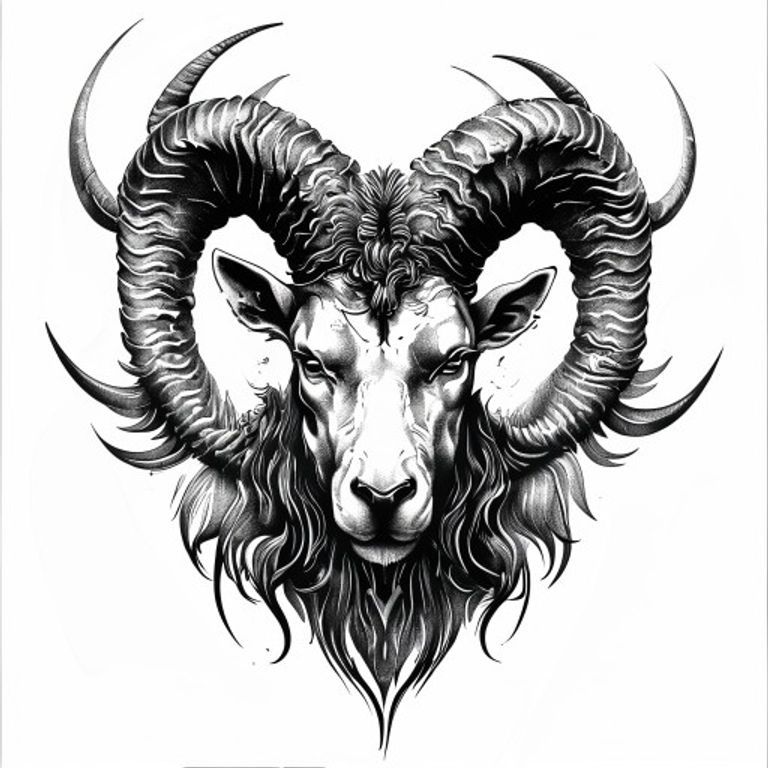 Aries tattoo design — bold blackwork style
