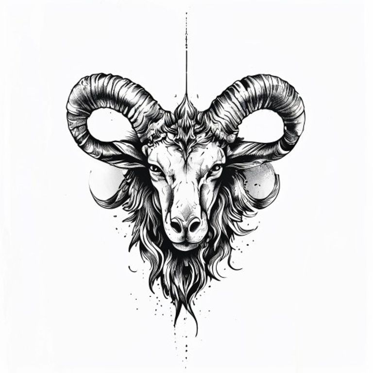 Aries tattoo design — neo-traditional color style