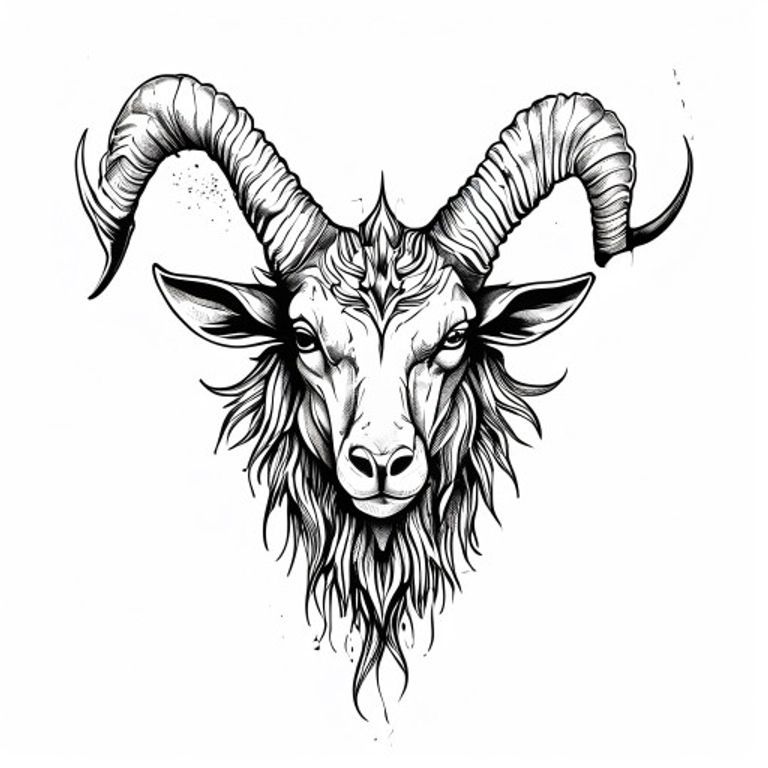 Capricorn tattoo design — neo-traditional color style