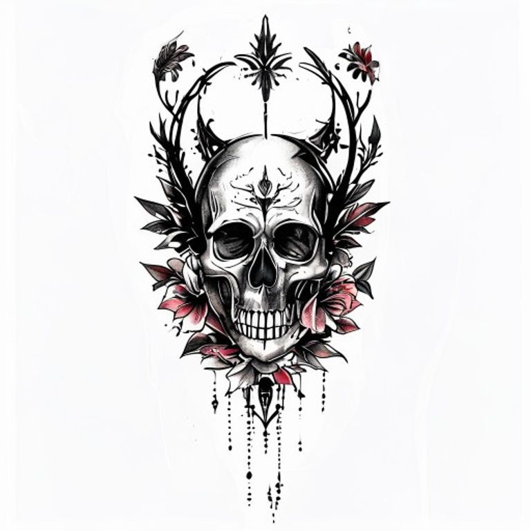 Memento Mori tattoo design — neo-traditional color style