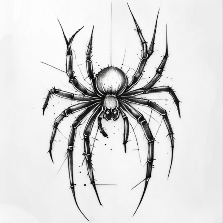 Spider tattoo design — dotwork shading style