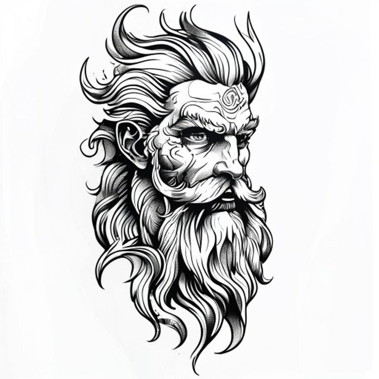 Zeus tattoo design — neo-traditional color style